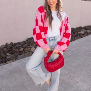 Cupid's Valentine Red & Pink Checker Cardigan
