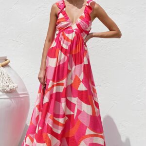 V-Neck Swing Print Cami Maxi Dress