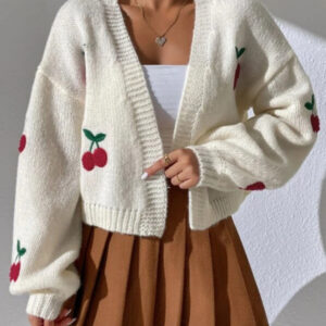 Embroidered Open Front Cardigan