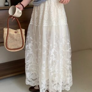 Apricot Relaxed Lace A-Line Skirt
