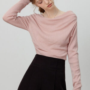 Elegant Slit Neck Tied Waist Knit Top