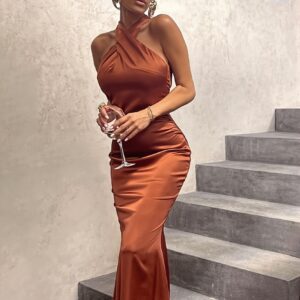 Solid Slim Backless Sleeveless Maxi Dress