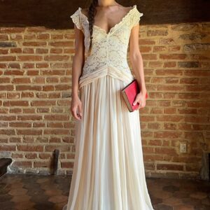 Sheer Lace V-Neck Maxi Dress