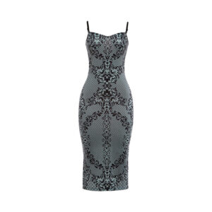 Cami Plunge Cutout Back Slit Print Maxi Dress