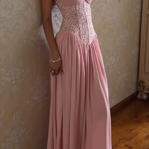 Lace Splice Flowy Hem Solid Cami Dress