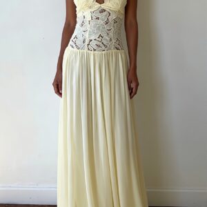 Lace Hollow Splice Chiffon Dress