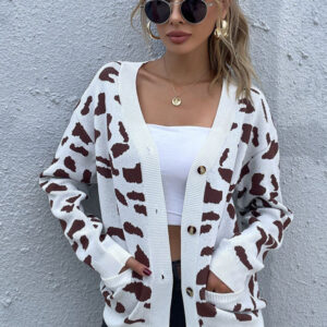 Leopard Pattern Fall Knit Cardigan