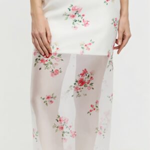 Floral See Through Split Skirt