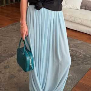 Blue Chiffon Flowing Maxi Skirt