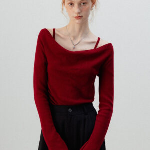 Burgundy Mock Two Piece Knit Top